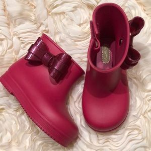 Mini Melissa Glitter Bow Sugar Jelly Rain Boot 7/8